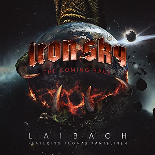 Laibach album cover: a fiery, cracked globe with “Iron Sky” text.