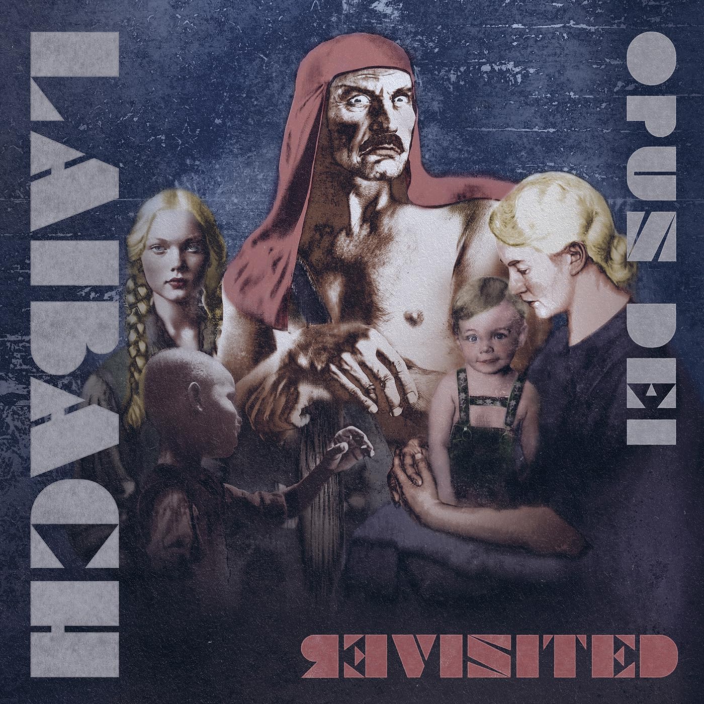 Laibach album cover: religious figures with a distressed, vintage aesthetic.