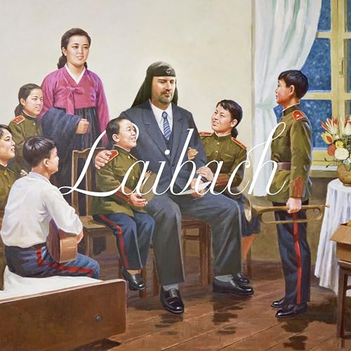 Laibach album cover: group portrait with children and a man in dark clothing.