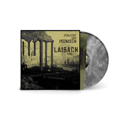 Laibach “Tribut” vinyl record with smokestack album art and disc.