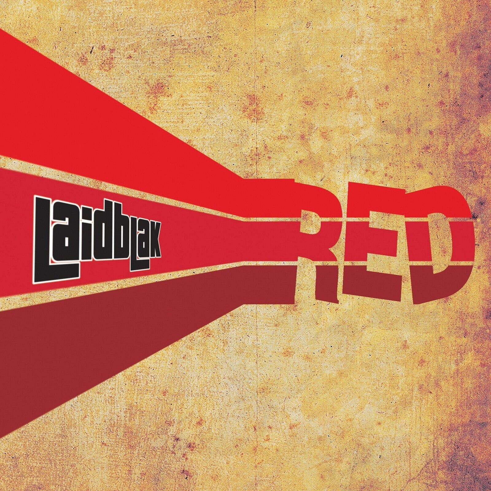 Vinyl record cover with red and white text on a textured background.