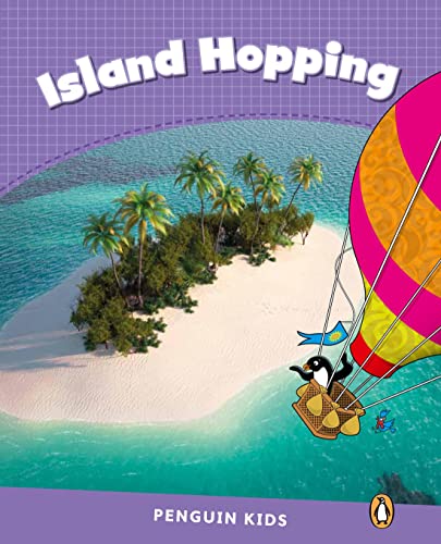 Book cover: colorful tropical island scene with a hot air balloon and penguin.
