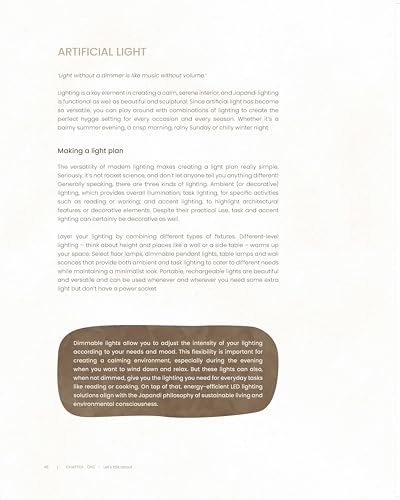 A page of text about artificial lighting with a highlighted brown text box.