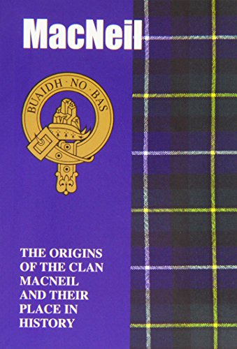 Book cover featuring a clan crest and tartan pattern, titled "MacNeil.