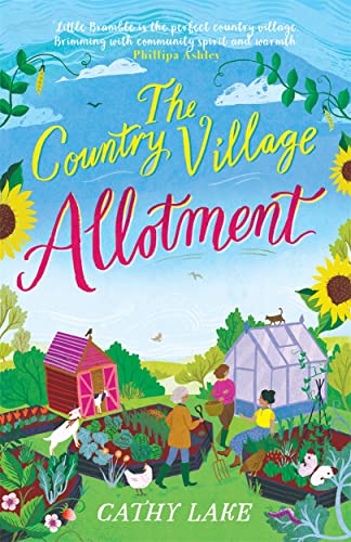 Book cover depicting a vibrant village allotment scene with people gardening.