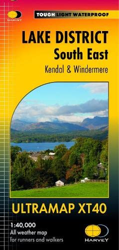 Map cover of Lake District, showing mountains, water, and text details.