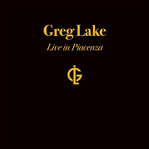 Black album cover with gold text: "Greg Lake - Live in Piacenza.