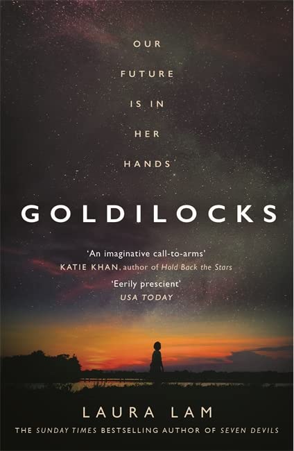Book cover: "Goldilocks" with a lone figure silhouetted against a sunset.