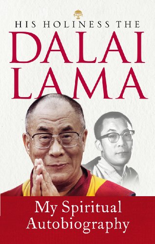 Book cover: Dalai Lama’s “My Spiritual Autobiography” with his portrait.