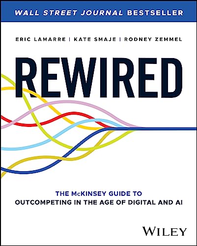 Book cover titled Rewired with colorful tangled lines merging into a single blue line.