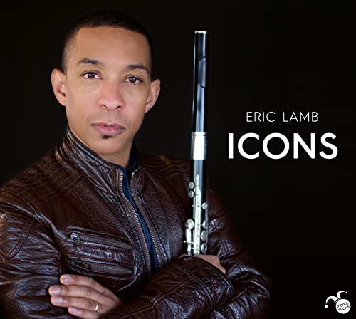 Eric Lamb portrait with flute, album cover for “ICONS” CD.