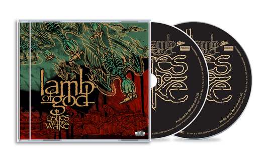 Lamb of God Ashes of the Wake 20th anniversary CD case and two discs.