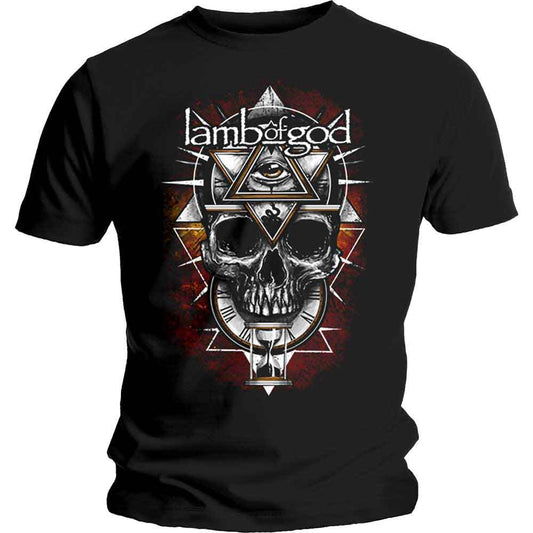Black Lamb of God t-shirt with skull and eye graphic.