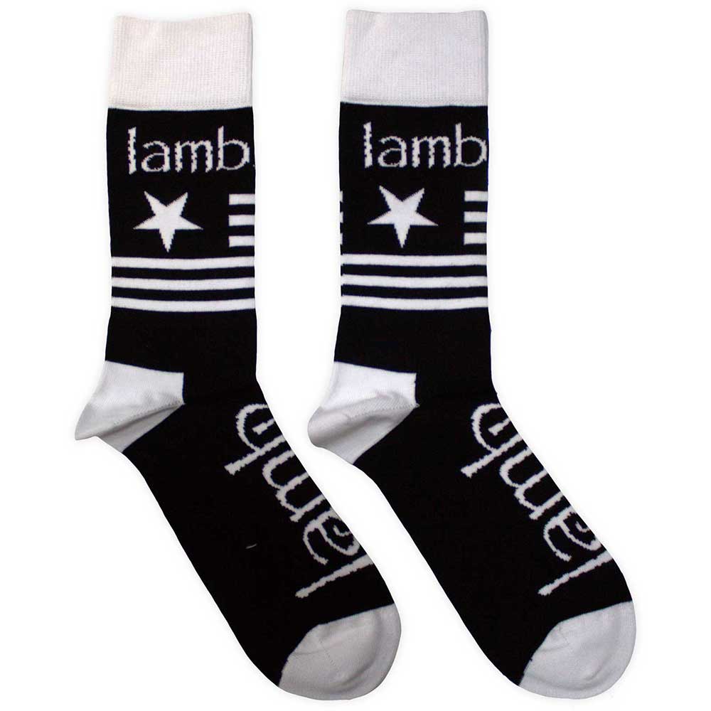 Lamb of God band logo ankle socks, UK size 7-11, flag design.