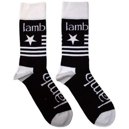 Lamb of God band logo ankle socks, UK size 7-11, flag design.