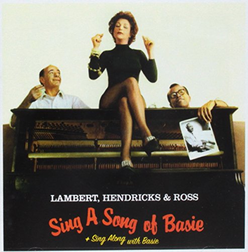 CD cover: three musicians with a piano, red title text "Sing A Song of Basie".