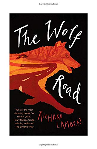 Book cover: a red wolf running along a winding, yellow road.