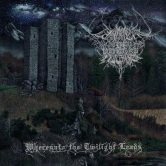 Dark album cover with castle ruins, swirling clouds, and ornate band logo.