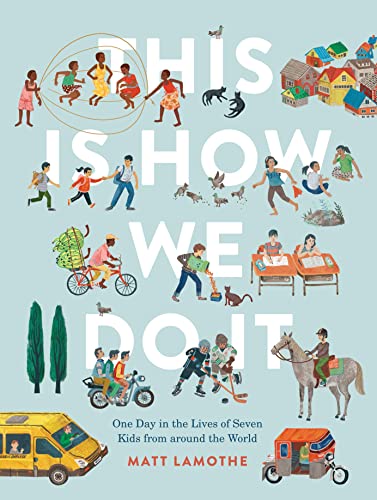 Book cover featuring illustrations of children from around the world on a blue background.