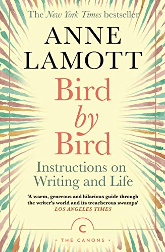 Book cover of Bird by Bird by Anne Lamott with a cream background and rays.