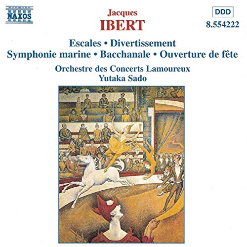 CD cover featuring Jacques Ibert's music with an illustration of a circus performance.