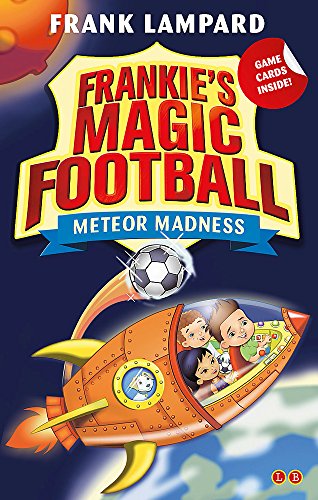 Book cover: orange rocket with children, football, and space background.