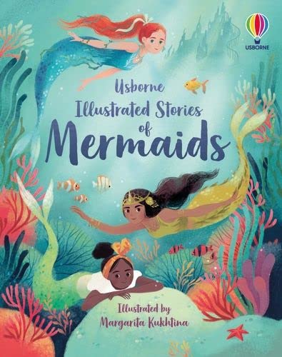 Book cover: colorful illustration of mermaids and underwater coral reef.