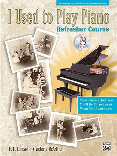 Cover of a piano music book featuring a grand piano and vintage childhood photos.