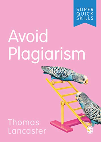 Book cover: "Avoid Plagiarism" with a bird on a miniature ladder.