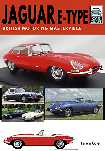 Red Jaguar E-Type car cover with smaller images of various E-Type models.