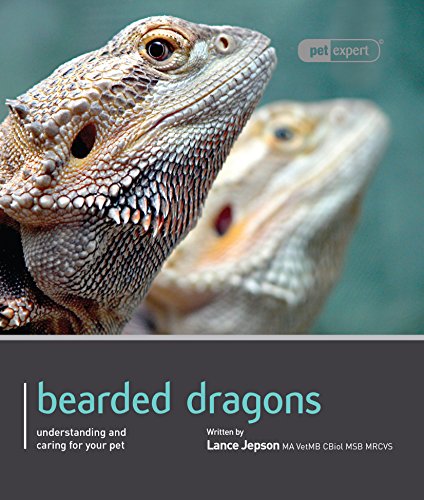 Close-up of two bearded dragons, book cover about their care.