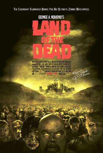 Land of the Dead" DVD cover featuring a horde of zombies and a city skyline.