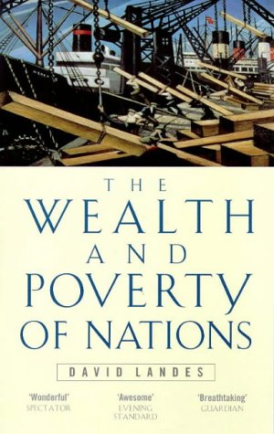 Book cover: "Wealth and Poverty of Nations" with a port scene.