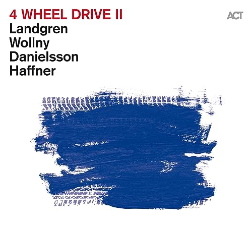 Album cover for 4 Wheel Drive II with blue paint stroke and tire tracks.