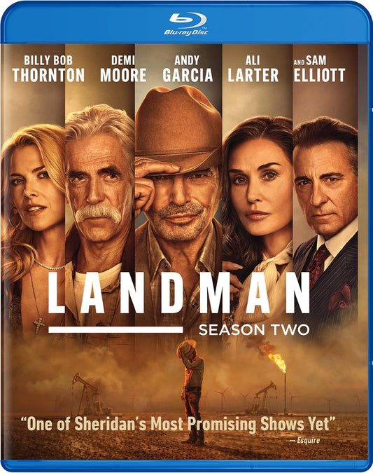 Landman" Season 2 Blu-ray cover featuring five actors against a western landscape.