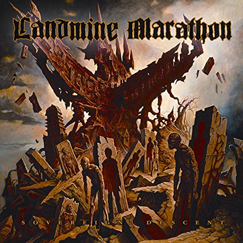 CD cover for Landmine Marathon’s “Sovereign Descent” with dark, surreal imagery.