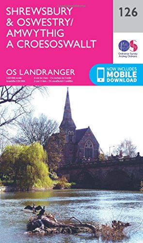 OS Landranger map cover: Shrewsbury & Oswestry, featuring a church spire.