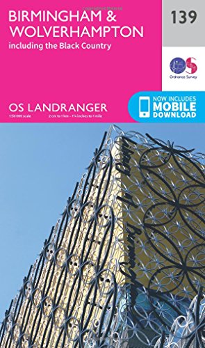 OS Landranger map cover for Birmingham & Wolverhampton, featuring modern architecture.
