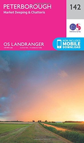 Ordnance Survey Landranger map cover, Peterborough area, with landscape photo.