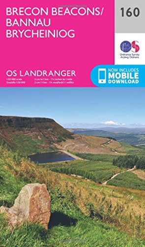 OS Landranger map of Brecon Beacons with a mountain landscape.