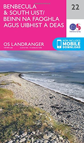 OS Landranger map cover for Benbecula & South Uist, showing a beach.