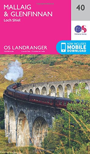 Ordnance Survey Landranger map cover featuring the Glenfinnan Viaduct and train.