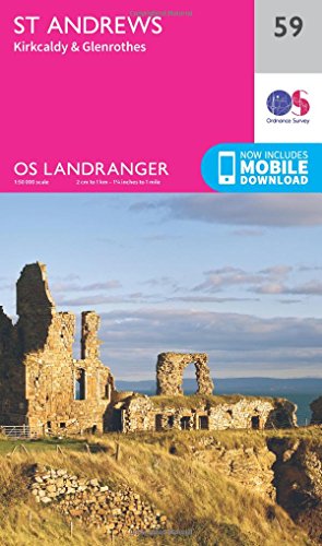 OS Landranger map cover featuring coastal ruins of St Andrews.