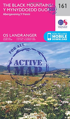 Red Ordnance Survey Landranger Active map of The Black Mountains.