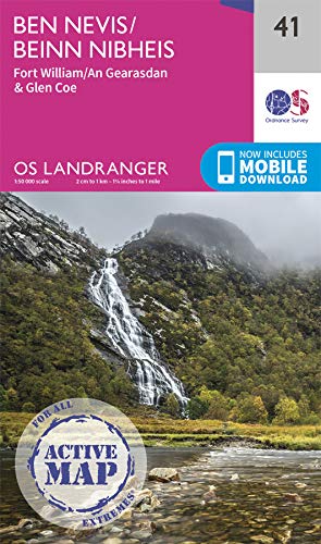Map cover showing a waterfall cascading down a rugged, mountainous landscape.