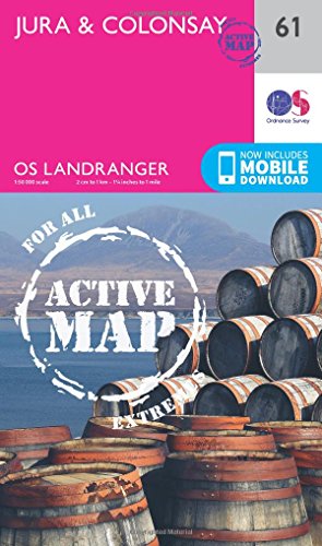 OS Landranger Active Map of Jura & Colonsay, with barrels foreground.