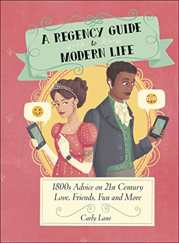 Book cover depicting a Regency-era couple with modern technology.