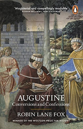 Book cover: Renaissance painting with text “Augustine: Conversions and Confessions.”