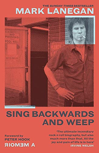 Book cover: portrait of Mark Lanegan with a red and blue design.
