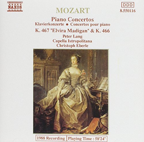 CD cover for Mozart piano concertos featuring a woman in a gown.